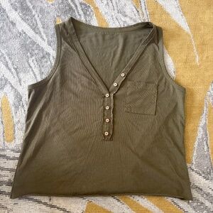 Army Green Cropped Tank Top- Rouge!